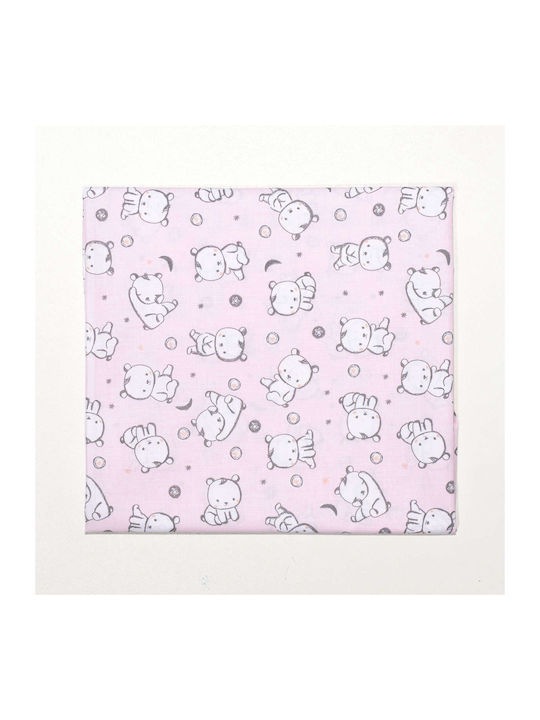Baby Oliver Bear Swaddle Wrap Pink 80x80cm.