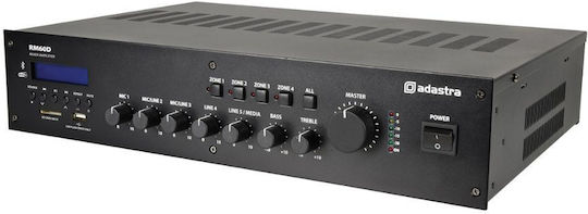 Adastra RM60D Integrat Amplificator comercial 5 Canale 60W/100V și Conexiuni USB/FM/Bluetooth