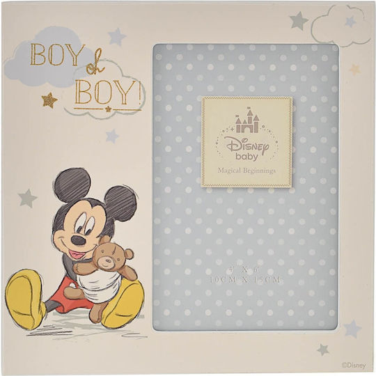 Disney Mickey Cadru de poze pentru copii Rama foto Lemn Auriu 18.5x18.5cm