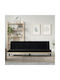 Three-Seater Couch Bed Black 200x89x70 cm