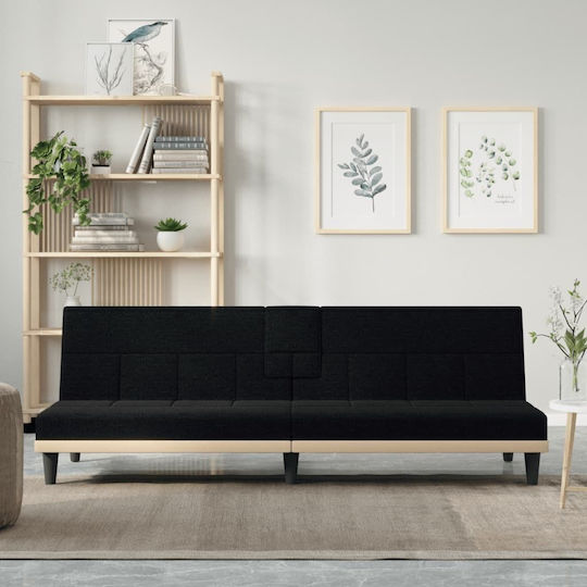 Τριθέσιος Καναπές Κρεβάτι Μαύρος 200x89x70εκ.