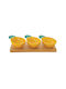 Marva Porcelain Dessert Divided Serving Tray with 3 Slots Pineapple Yellow-Green 29x11cm 3pcs