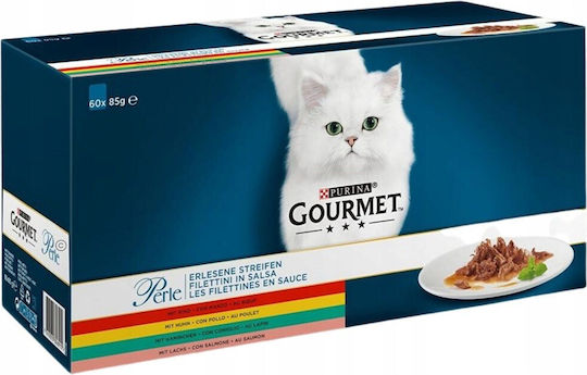 Gourmet Wet Cat Food for Adult Cats in Cans with Meat 60x85gr