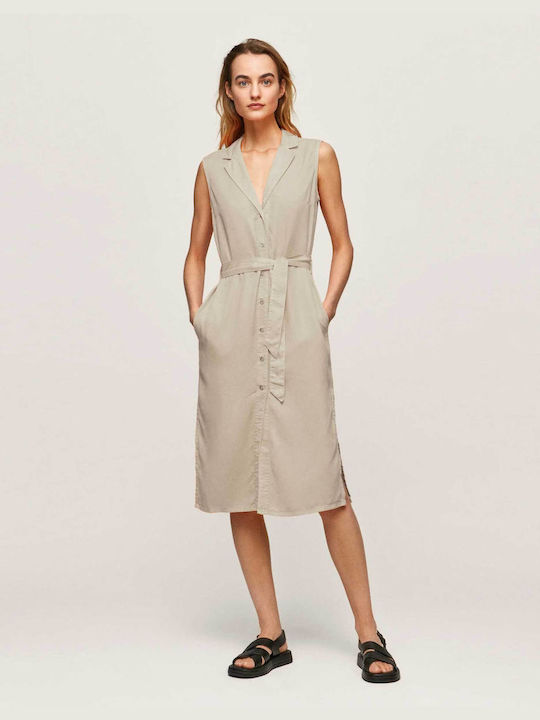 Pepe Jeans Sommer Midi Hemdkleid Kleid Stone