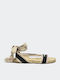 Women's Flat Sandals with Strap in Black Color