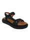 Women's Flatform Antrin IQ Leather Sandals, 152.AL11.BL, Black Leather