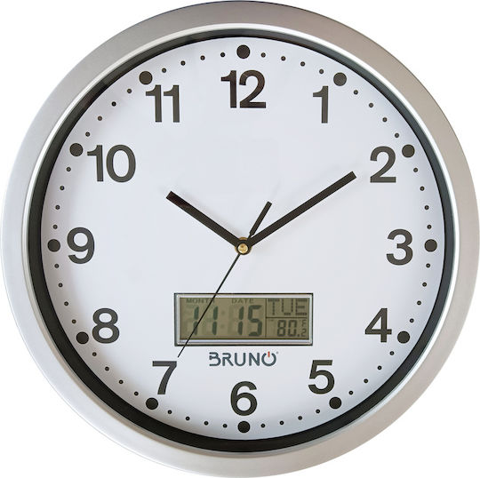 Bruno Leise Wanduhr Digital Kunststoff Weiß Ø35cm