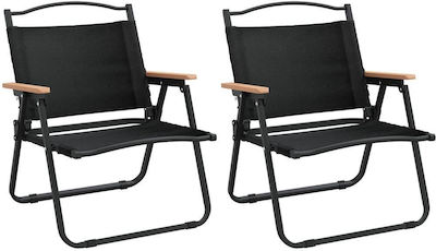 vidaXL Καρέκλα Παραλίας Μαύρη Αδιάβροχη 54x43x59εκ. Σετ 2τμχ