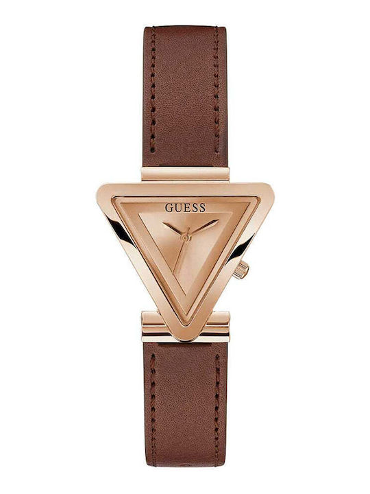 Guess Triangle Γυναικείο Ρολόι 34mm Μπαταρίας με Καφέ Δερμάτινο Λουράκι