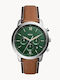 Fossil Neutra Ανδρικό Ρολόι 44mm Χρονογράφος Μπαταρίας με Καφέ Δερμάτινο Λουράκι