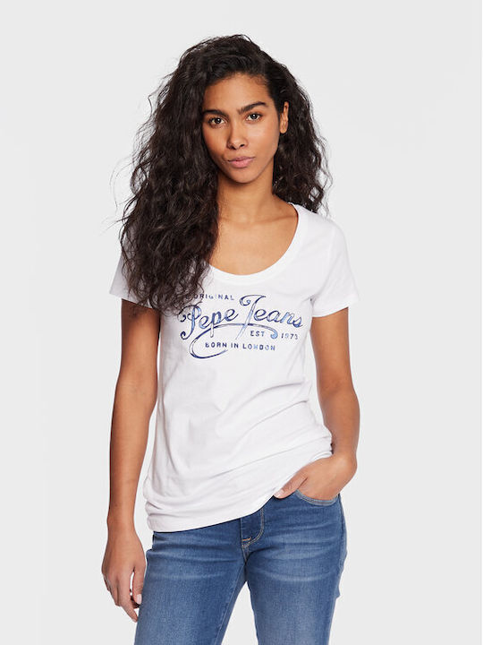 Pepe Jeans Γυναικείο T-shirt Λευκό με Στάμπα