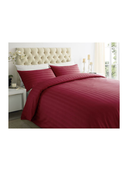 MayHome Duvet Cover Set Cotton Satin Double with 2 Pillowcases 200x240 Red