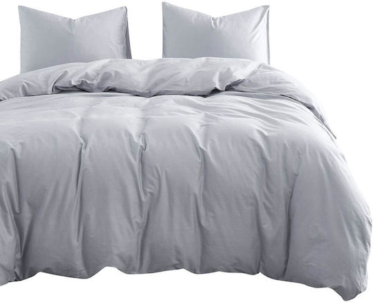 MayHome Duvet Cover Set Cotton King Size with 2 Pillowcases 260x240 Gray