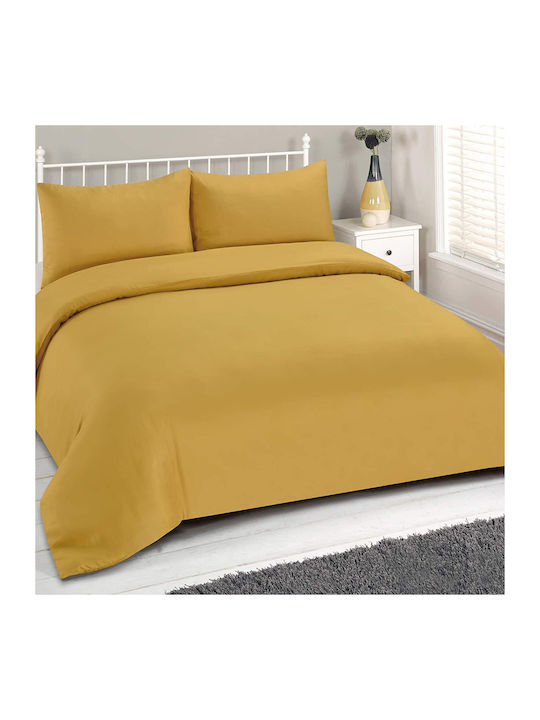 MayHome Bettbezug-Set Baumwolle Einzelbett mit Kissenbezug 160x240 Mustard