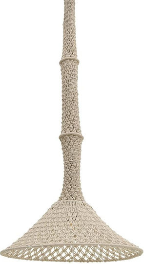 Inart Pendant Light Beige Grid with Socket E27 50x50x232cm