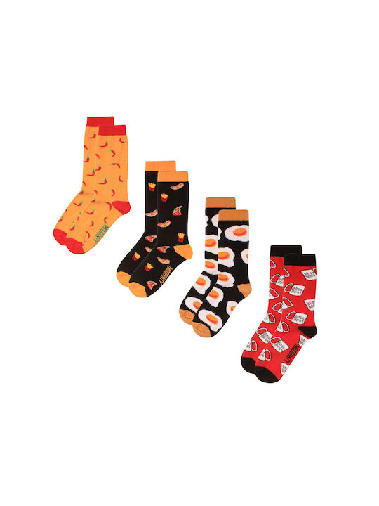 Modernity Boss Food MD58 Damen Gemusterte Socken Mehrfarbig 4Pack