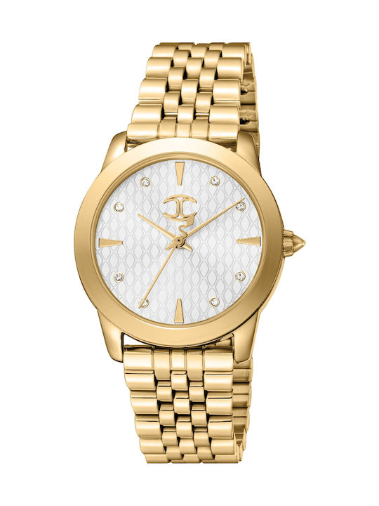 Just Cavalli Damenuhr 34mm Batterie mit Gold Rostfreier Stahlarmband