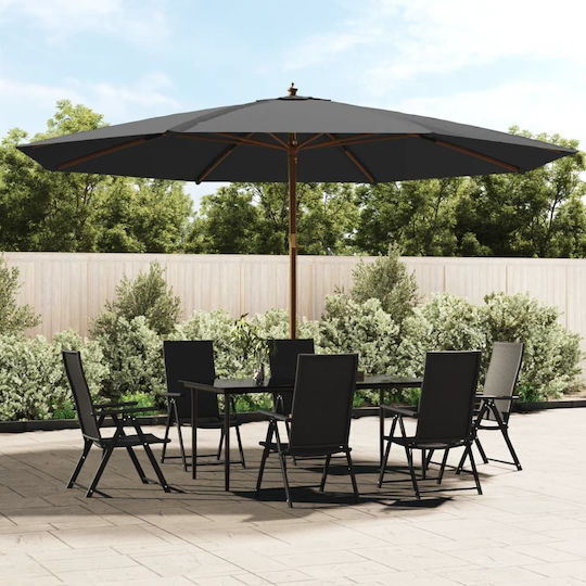Runder Holz-Garten- und Terrassen-Sonnenschirm Anthrazit F4xY2,73m