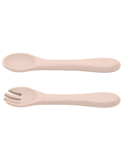 Petite & Mars Βρεφικό Σετ με Πιρούνι Take & Match από Σιλικόνη Desert Sand 2τμχ