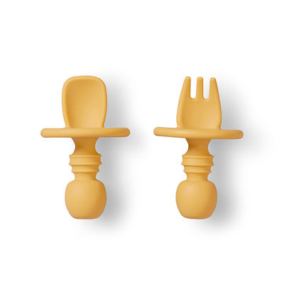 Saro Baby Set with Fork made of Silicone for 4+ months Ocher 2pcs