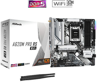 ASRock A620M Pro RS WiFi Motherboard Micro ATX with AMD AM5 Socket