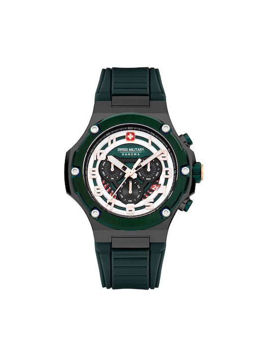 Swiss Military Hanowa Mission Watch Chronograph Battery with Green Rubber Strap