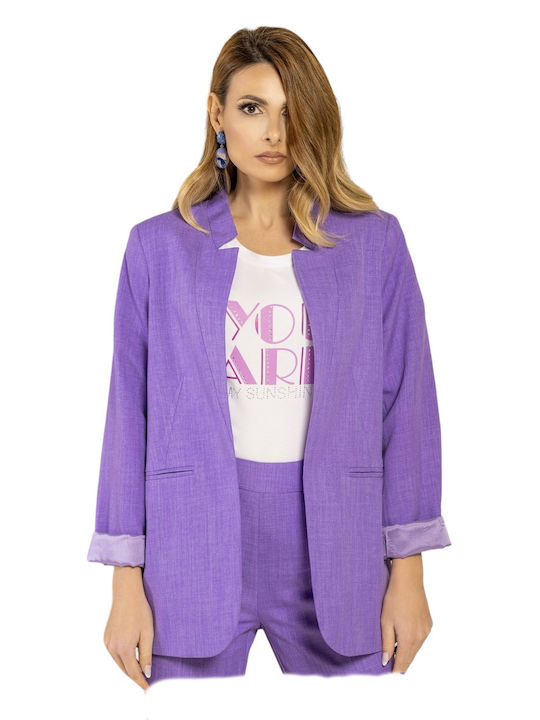 Derpouli Blazer pentru femei Sacou Violet