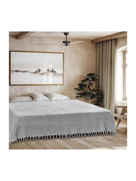 Madi Tifoon Blanket Pique Queen with Fringes 220x240cm. Gray