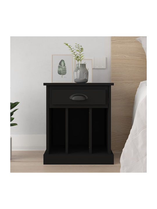 Wooden Bedside Table Black 43x36x50cm