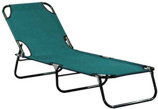 Ecoshadow Șezlong De Plajă Verde Pliabil Metalic 185x55x27cm