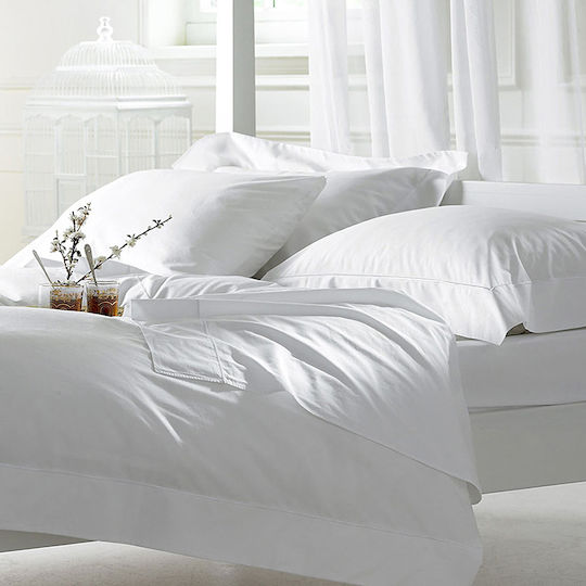 Lino Home Vivara Hotel Sheet White Queen Size 240x270cm 100% Cotton 1pcs