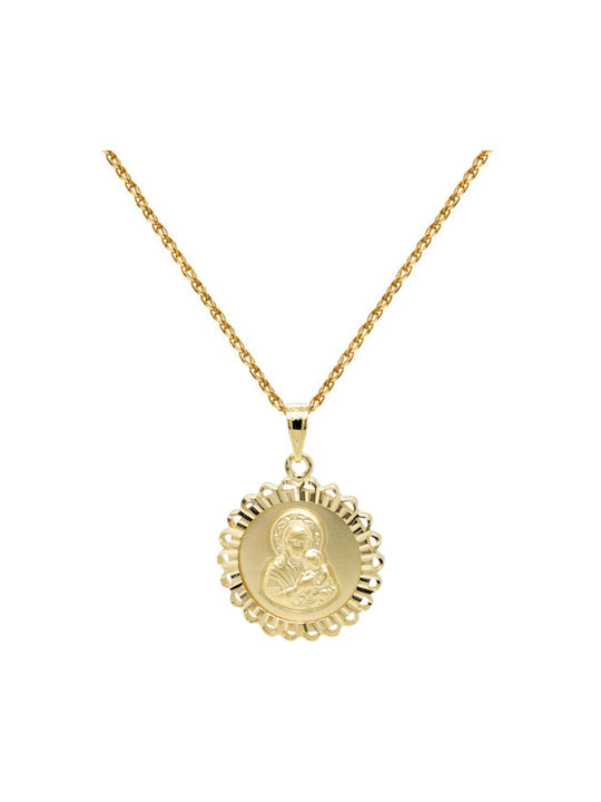 Gold amulet Virgin Mary K14 with chain