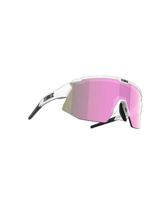 Bliz Breeze Sunglasses with White Plastic Frame and Purple Polarized Mirror Lens 52102-04