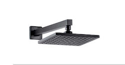 Karag Metallic Square Wall Mount Showerhead Black 20.8x20.8cm with 40cm Extension Arm