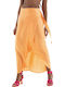 Adiope Fustă Midi Satin Plic Piersică