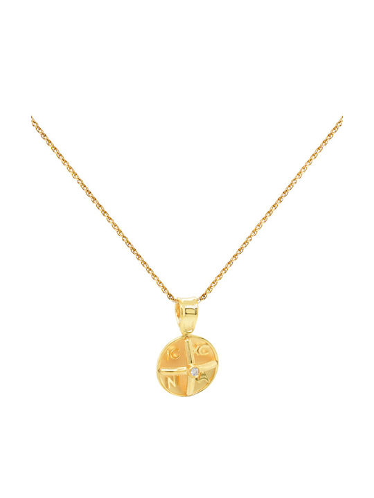 14K Gold Constantine amulet with chain