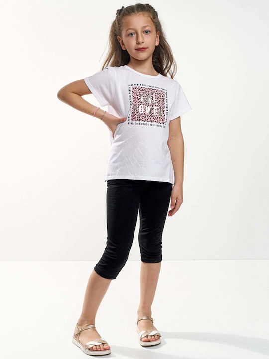 Action Sportswear Παιδικό Σετ με Κολάν Καλοκαιρινό 2τμχ Λευκό