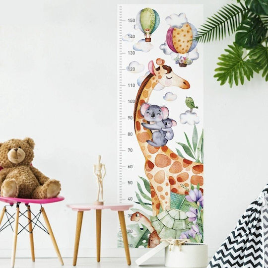 Caravelshop Kids Growth Height Chart Wall Sticker with Design Animals Animals and Balloons Multicolour 160cm
