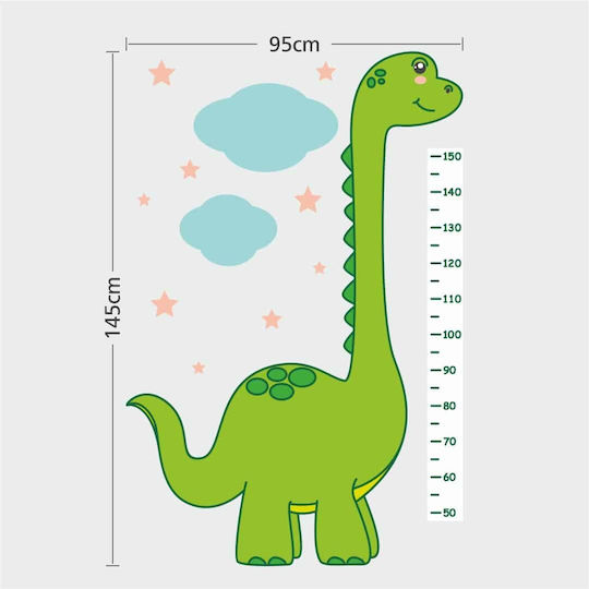 Caravelshop Αυτοκόλλητο Αναστημόμετρο Cute Dinosaur Πράσινο