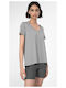 4F Damen T-shirt mit V-Ausschnitt Gray