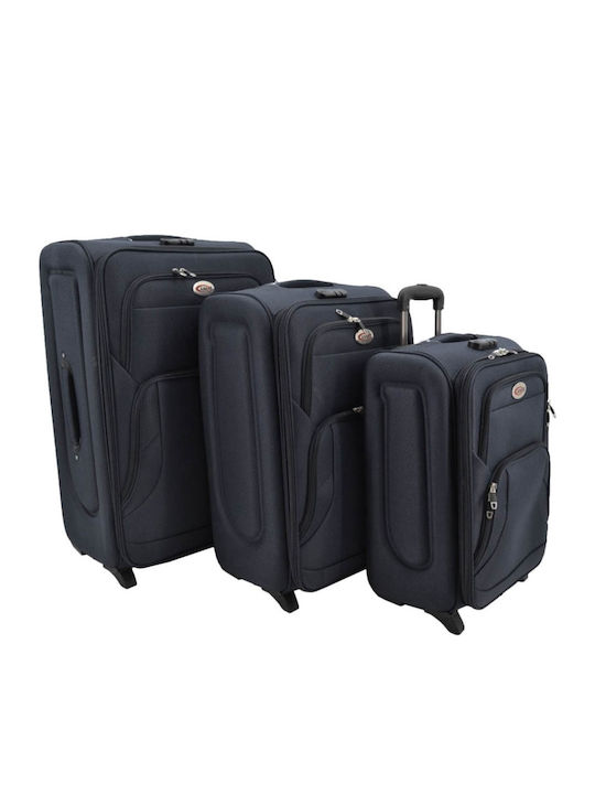 Ankor Fabric Black Suitcases Max Height 70cm With 2 Wheels Set 3pcs
