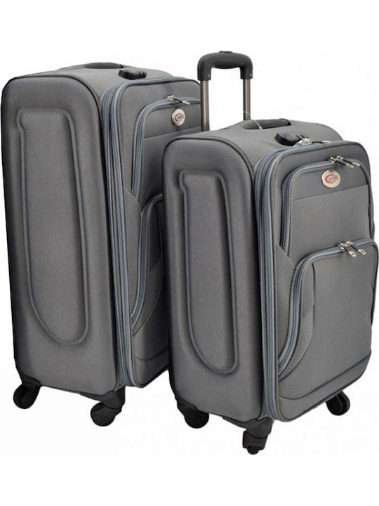 Ankor Travel Suitcases Fabric Gray Max Height 60cm with 4 Wheels Set of 2 Pieces