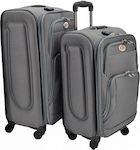 Ankor Travel Suitcases Fabric Gray Maximum Height 60cm with 4 Wheels Set of 2pcs