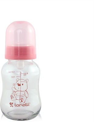 Lorelli Glasflasche mit Silikonsauger für 0+, 0+ m, Monate Blush Pink 120ml 1Stück