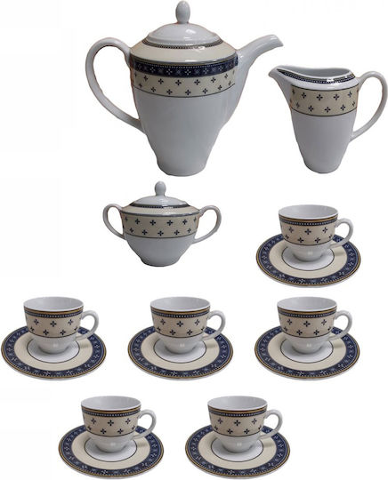 Tea Set with Cup Porcelain Multicolored 15pcs
