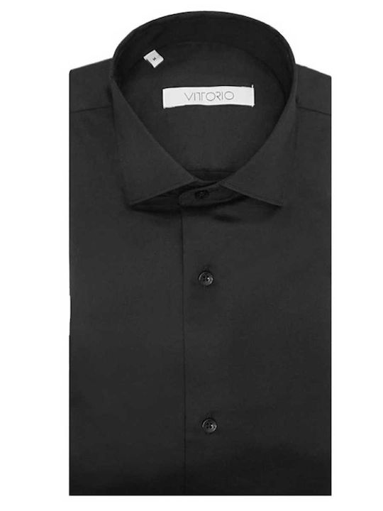 Vittorio Artist Long-sleeved Cotton Shirt Black