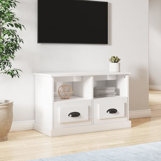 vidaXL TV-Ständer Glas Weiß M80xT35xH50cm