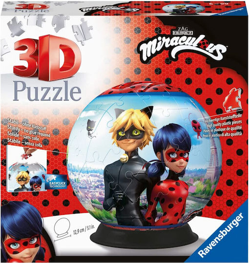 Puzzleball Miraculous 3D για 6+ Ετών 72pcs Ravensburger