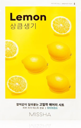 Missha Lemon Sheet Μάσκα Προσώπου για Λάμψη με Πράσινο Τσάι 19gr