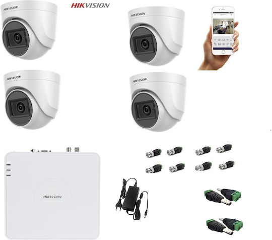 Hikvision Surveillance System 4 Cameras Cameras Analog with Recorder